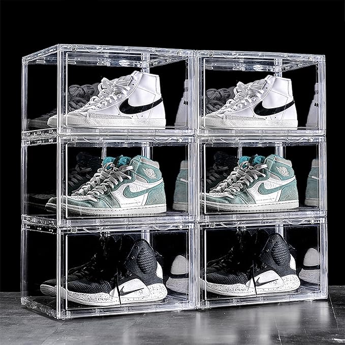 Shoe Storage Box for Sneakers – Heavy Duty with Magnetic Door (Transparent, PACK OF 1)