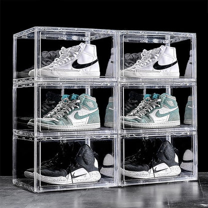 Shoe Storage Box for Sneakers – Heavy Duty with Magnetic Door (Transparent, PACK OF 1)